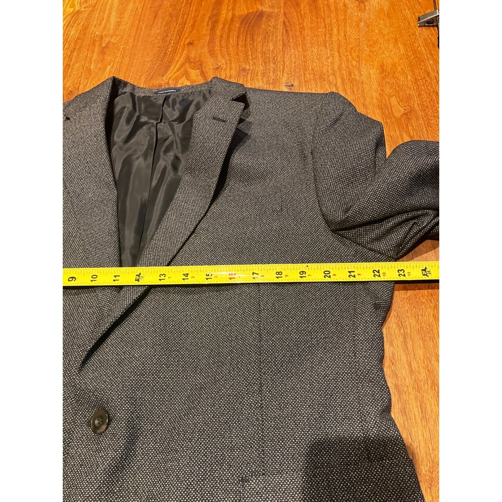 Stafford Mens 48R Grey Micro Pattern Blazer Sport Coat Brown Elbow Patches - Picture 7 of 12